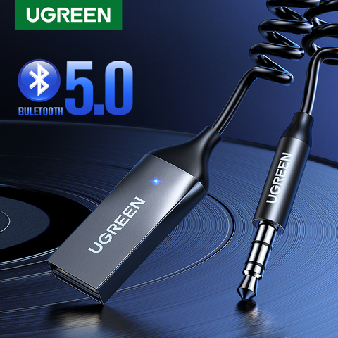 UGREEN-adaptador auxiliar Bluetooth para coche, receptor inalámbrico, USB a Jack de 3,5mm, Audio, música, micrófono, adaptador manos libres para altavoz de coche ► Foto 1/6