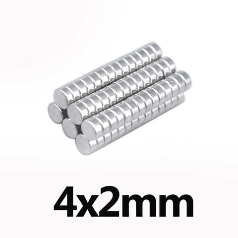 Imán redondo pequeño permanente de 4x2mm, imán de neodimio de 4x2mm, Mini imanes magnéticos fuertes de 4x2mm, 200 Uds. ► Foto 1/3