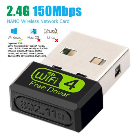 150Mbps adaptador Mini WiFi USB conductor libre Wi-Fi tarjeta de red Ethernet inalámbrica Wi-Fi receptor para PC de escritorio portátil ► Foto 1/6