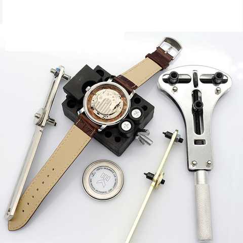 Herramientas de reparación de relojes, funda ajustable de tornillo impermeable, herramienta de retirada de parte posterior, abridor de llave, removedor de llave, herramienta de reparación de reloj de acero, abridor de cubierta posterior ► Foto 1/6