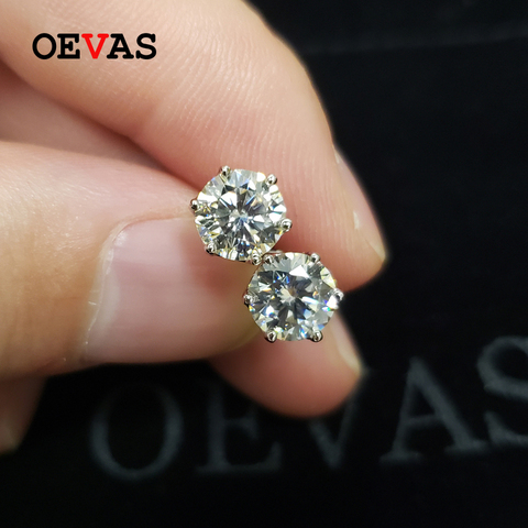 Novedad-pendientes de novia con pasador para fiesta, joyería fina brillante de compromiso, auténtica, 0,5/1 quilate, Color D, moissanita, 100% Plata de Ley 925 ► Foto 1/6