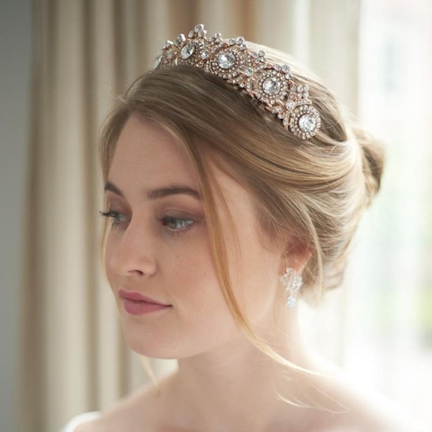 Tocado de corona para novias, diamantes de imitación de cristal barroco, tocado y corona de fiesta nupcial, corona, Tiara, accesorios para el cabello de boda ► Foto 1/6