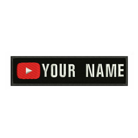 Parche bordado personalizado con logotipo de YouTube, parche de texto con nombre personalizado, rayas, insignia de planchar o Velcro, parches de respaldo para ropa, sombrero de mochila, 10x2,5 cm ► Foto 1/6