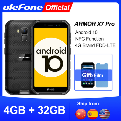 Ulefone armadura X7 Pro Android10 resistente teléfono 4GB RAM teléfono inteligente teléfono móvil impermeable del teléfono celular ip68 NFC 4G LTE 2,4G/5G WiFi ► Foto 1/6