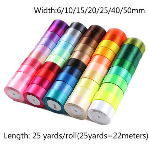 25 yardas/6/10/15/ 20/25/40/50mm cintas de raso DIY rosas de seda artificiales suministros para manualidades coser accesorios Scrapbooking Material ► Foto 1/6