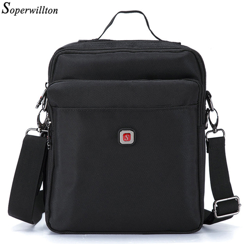 Soperwillton-Bolso de hombro masculino Oxford 1680D a prueba de agua, bandolera con cremallera, negro, 1052XL, 2022 ► Foto 1/6