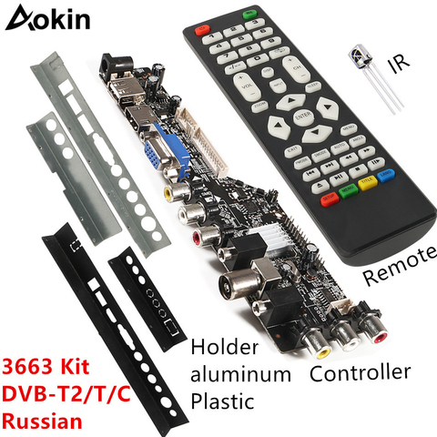 Aokin-placa controladora de TV, DVB-C Digital, DVB-T/T2, Universal, LCD, LED, hierro, soporte deflector de plástico, 3463A, ruso, novedad de 3663 ► Foto 1/6