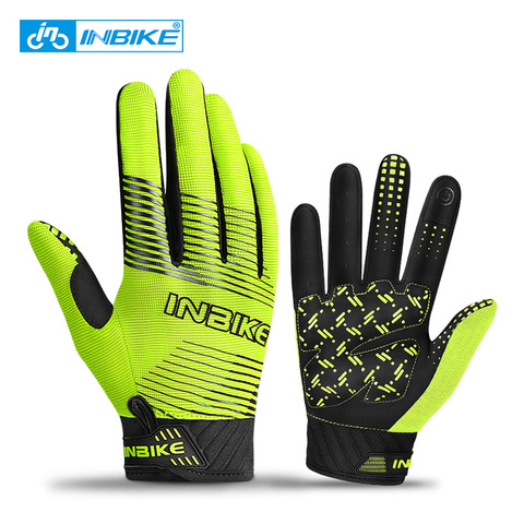 INBIKE-guantes deportivos transpirables para hombre y mujer, guantes de Ciclismo de dedo completo con pantalla táctil, para senderismo, Fitness, ciclismo de montaña ► Foto 1/6