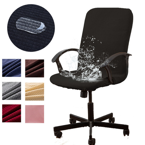 Funda para silla de ordenador, asiento elástico de LICRA resistente al agua XL, sillón de oficina rosa, silla de escritorio con cremallera, funda negra ► Foto 1/6