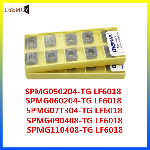 10 Uds. De insertos de carburo perforados en U de DESKAR SPMG050204 SPMG060204 SPMG070308 090408 110408-TG LF6018, acero inoxidable ► Foto 1/2