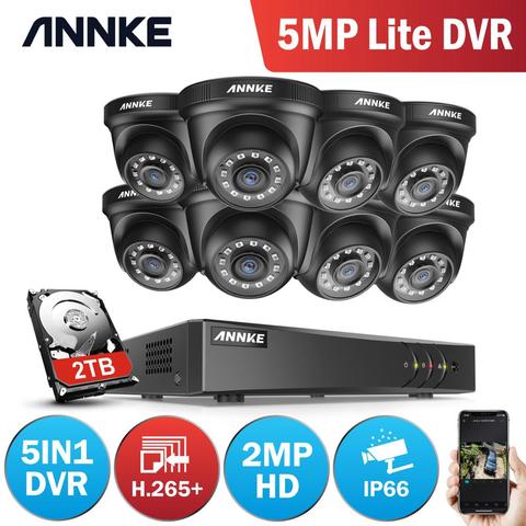 ANNKE 1080P CCTV sistema DVR cámara de 8 Uds impermeable 2.0MP HD-TVI negro cámaras domo casa Kit de videovigilancia de detección de movimiento ► Foto 1/6