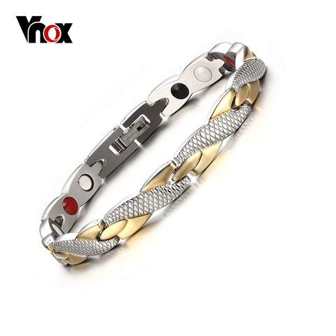 Vnox-pulsera magnética trenzada para hombres y mujeres, pulseras con imanes para terapia de energía, brazaletes de 7,3 