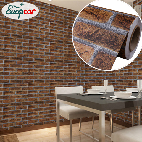 Pegatina autoadhesiva de pared de 0,4x3M, fondo con patrón de ladrillo, película decorativa impermeable para el hogar, cocina, restaurante, Bar, papel tapiz ► Foto 1/6