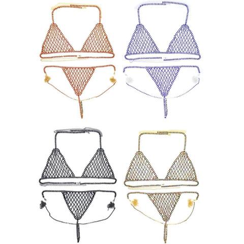 Bralette de malla de cristal para mujer, ropa interior de lujo, joyería Sexy para mujer, sujetador de cadena para cuerpo con diamantes de imitación ostentosos, arnés, joyería para cintura y fiesta, 2022 ► Foto 1/6