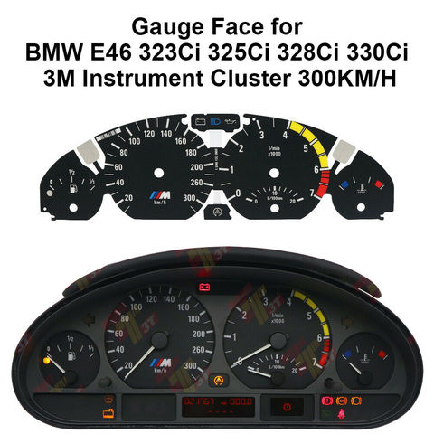 Superposición de tablero de instrumentos para BMW, medidor de cara de 300 KM/H, para BMW E46 323Ci 325Ci 328Ci 330Ci 3M ► Foto 1/4