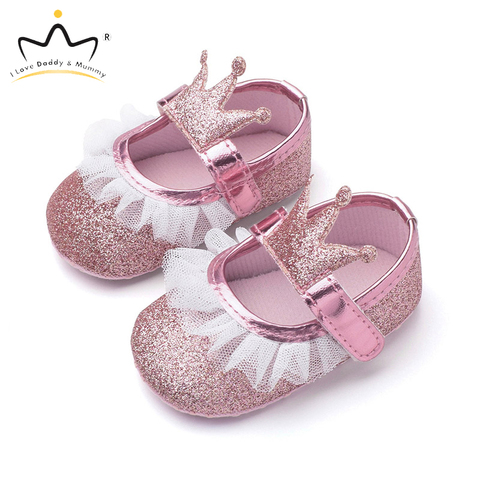 Zapatos de encaje con corona de flores para niña, zapatillas de princesa para recién nacida, antideslizantes de suela suave, zapatos para primeros pasos para verano ► Foto 1/6