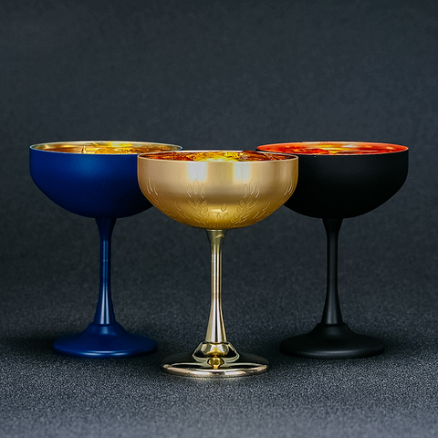 Copas de cóctel con grabado de Martini, de acero inoxidable, chapadas en cobre ► Foto 1/6