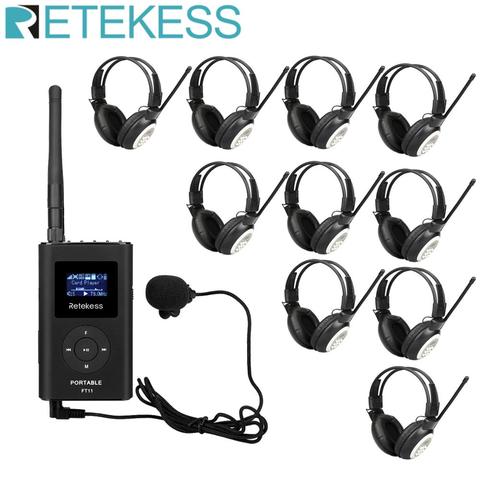 Transmisor FM para reuniones, sistema de guía de viaje, 0,3 W, FT11 + 10 Uds., auriculares TR101, transmisor de Radio MP3 ► Foto 1/6