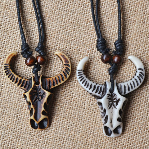 Colgante de estilo Punk para mujer y hombre, colgante con diseño de calavera de hueso de Yak de imitación, cabeza de toro/buey, joyería, 1 Uds. ► Foto 1/6