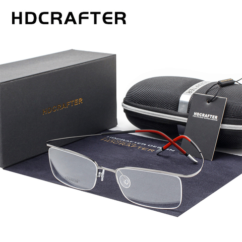 HDCRAFTER-gafas ultraligeras de titanio puro, Marcos elásticos, gafas graduadas ópticas sin montura, 3,7g ► Foto 1/6