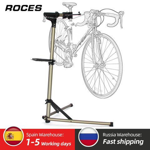 Estante ajustable para bicicleta, soporte reparación bicicleta de aleación de aluminio plegable profesional con bandeja de herramientas, estante de herramientas de reparación de ciclismo ► Foto 1/6