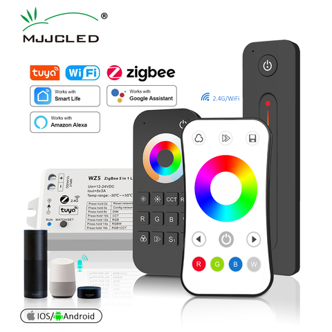 MJJC Tuya Zigbee controlador de LED 24V DC 12V 15A 5 en 1 RGB CCT RGBW RGBCCT tira de LED Controlador de luz RF 2,4G Wifi inteligente casa WZ5 ► Foto 1/6