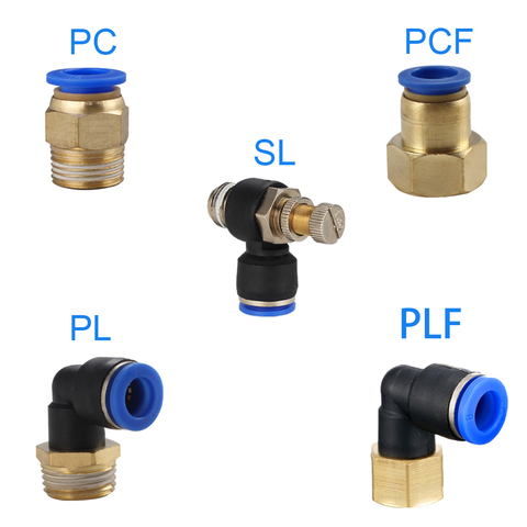 Uds neumático conector rápido PCF PC PL SL PB 4MM-12mm manguera tubo de conexión de aire de 1/4 