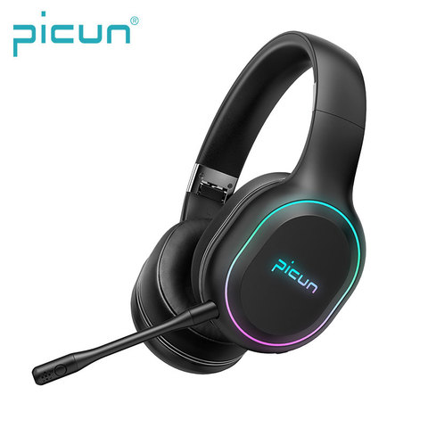 Picun-auricular de juego móvil P80S, con vibración LED RGB, juego de auriculares Bluetooth, micrófono desmontable, auriculares inalámbricos/con cable ► Foto 1/6