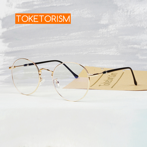 Toketorism-gafas azules Vintage para hombres y mujeres, anteojos de ordenador con marco de Metal dorado ► Foto 1/6