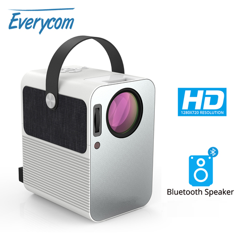 Everycom-miniproyector de vídeo LED R10, HD, 720P, proyector portátil, compatible con Full HD, 1080P, cine en casa, uso como Altavoz Bluetooth ► Foto 1/6