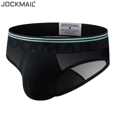 JOCKMAIL-ropa interior Sexy Gay para hombre, calzoncillos de algodón transpirables, Bikini transparente, antideslizantes, blanco y negro ► Foto 1/6