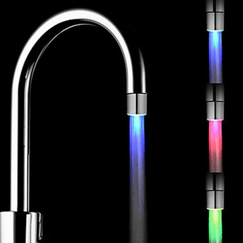 Grifo de agua de luz LED con Sensor de temperatura, iluminación luminosa, ducha para rociado de cocina y baño, 1 Uds. ► Foto 1/5