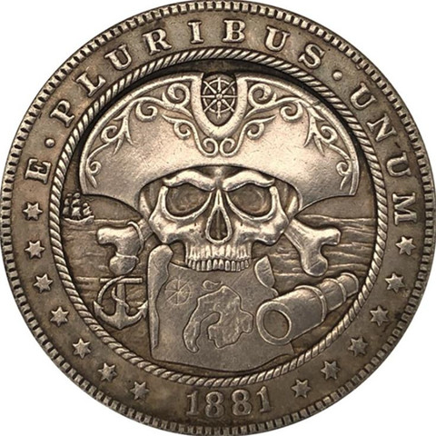 Colección de monedas conmemorativas de Metal 3D para el hogar, colección de monedas de recuerdo del capitán AB, Calavera, Hobo, decoración del hogar, regalos de Año Nuevo, 1881 ► Foto 1/4