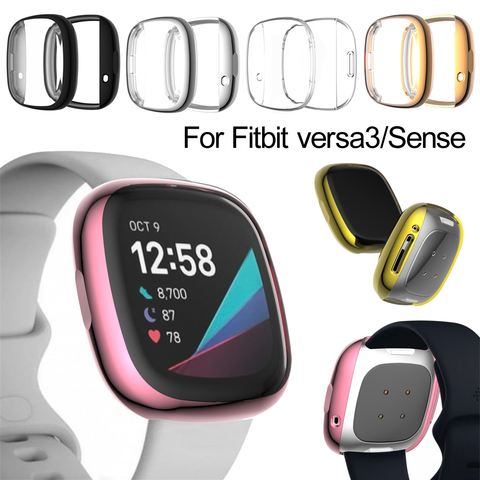 Carcasa de reloj electrochapado con cubierta completa HD, Protector de pantalla ultrafino, antiarañazos, Accesorios inteligentes para Fitbit Versa 3/Sense ► Foto 1/6