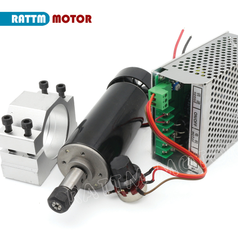 Motor de husillo refrigerado por aire 500W, 0,5 kW, Motor de husillo ER11 CNC 500W + velocidad de la fuente de alimentación gobernador + abrazadera de 52mm para enrutador CNC DIY ► Foto 1/6