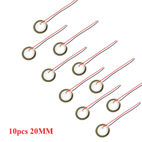 10 Uds. Placa de oblea piezoeléctrica de cerámica Dia 20mm para altavoz del timbre Sensor con cable ► Foto 1/3