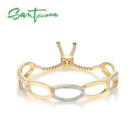 SANTUZZA-brazalete de plata de primera ley y Circonia cúbica para mujer, brazalete de plata esterlina 925, Zirconia, circonita, zirconita, zirconita, color blanco, joya fina ► Foto 1/5