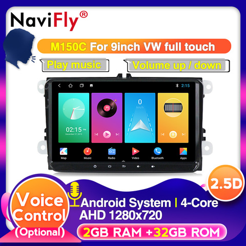 NaviFly Android10 9 pulgadas de pantalla 2din auto Radio multimedia gps para Skoda asiento Volkswagen VW Passat CC Golf B6 Polo con wifi RDS ► Foto 1/6