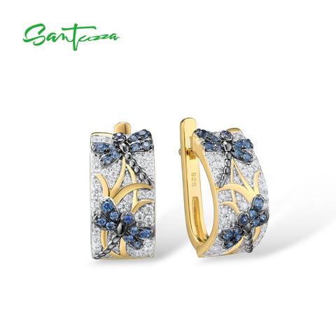 SANTUZZA-pendientes de libélula azul para mujer, de Plata de Ley 925 pura, regalo elegante, joyería fina para fiesta ► Foto 1/6