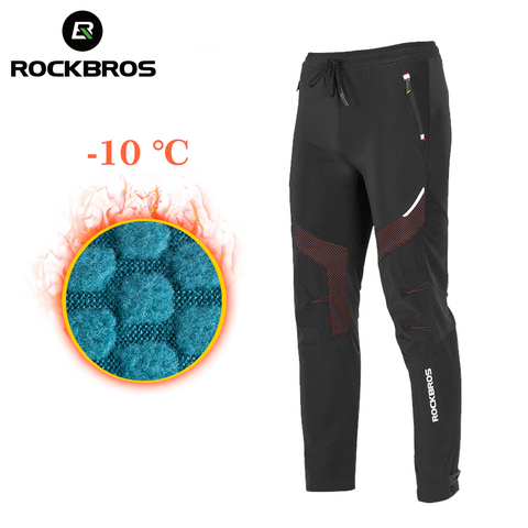 ROCKBROS-pantalones de Ciclismo de invierno para hombre y mujer, térmicos, impermeables, de forro polar, para exteriores, para correr ► Foto 1/6