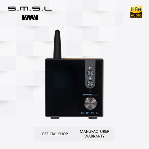 SMSL-Amplificador de sonido Digital SA300 HiFi, Bluetooth 5,0, Subwoofer de 32 bits/384kHz con Control remoto, azul, rojo y negro ► Foto 1/6