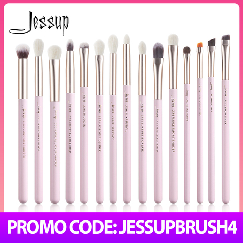 Jessup Ojo Brochas Maquillaje, 15 Uds., maquillaje profesional alta calidad sombra ojos, delineador de ojos, cejas, mezcla, corrector maquillaje ► Foto 1/6