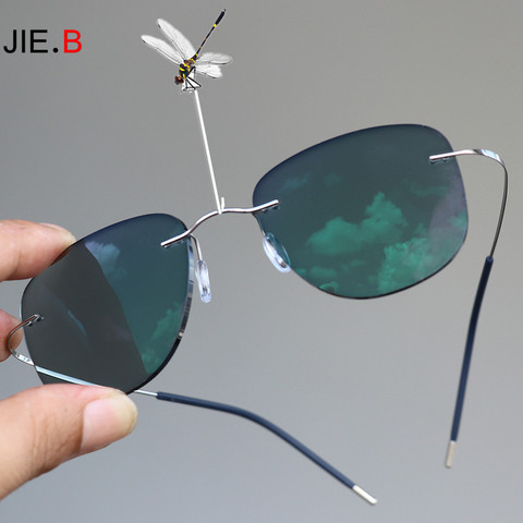 Shangwanghong-gafas de sol Unisex ultraligero de titanio, anteojos de sol Unisex con montura grande, estilo Retro, Anti-azul, con decoloración de la luz ► Foto 1/5