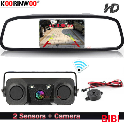 Koorinwoo-Sensores de aparcamiento para coche, cámara de visión trasera con Monitor de espejo, altavoz inalámbrico, para Sony Parktronic AHD, 2 + ► Foto 1/6