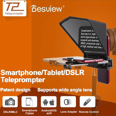 Desview-Teleprompter T2 portátil para teléfono inteligente/tableta/cámara DSLR, para entrevista en YouTube, estudio, Bestview con Control remoto ► Foto 1/5