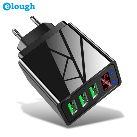 Elough-cargador USB para iPhone, Samsung y Xiaomi, pantalla Digital, carga rápida máxima de 3.1A, cargador para teléfono móvil, UE, EE. UU., Reino Unido ► Foto 1/6