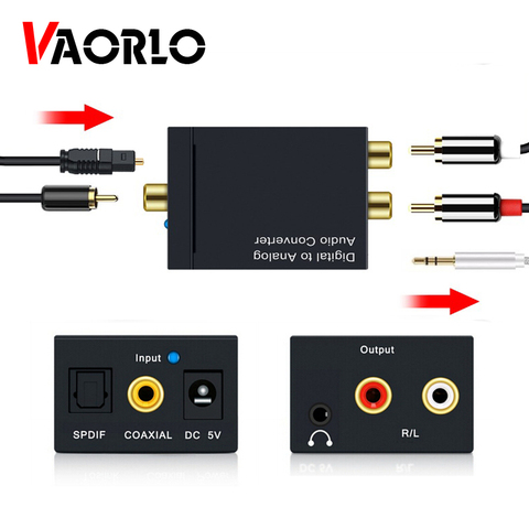 Toslink-Convertidor de Audio Coaxial de fibra óptica Digital a Jack, 3,5 analógico, L/R, RCA, SPDIF, decodificador de Audio Digital, amplificador estéreo ► Foto 1/6
