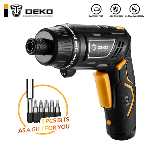 DEKO DCS3.6DU2-S1 destornillador eléctrico inalámbrico destornillador de energía recargable hogar DIY mango giratorio inalámbrico LEDTorch ► Foto 1/5