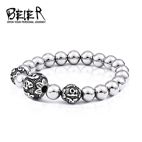 BEIER-pulsera de Mantra de acero inoxidable 316L para hombre, brazalete de la suerte, joyería de acero inoxidable pulido Premium ► Foto 1/6