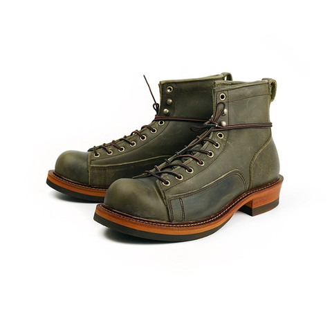 Zapatos informales de alta calidad hechos a mano para hombre, botas de plataforma Vintage de Botines de Cuero Real, botas para motocicleta, británico ► Foto 1/6